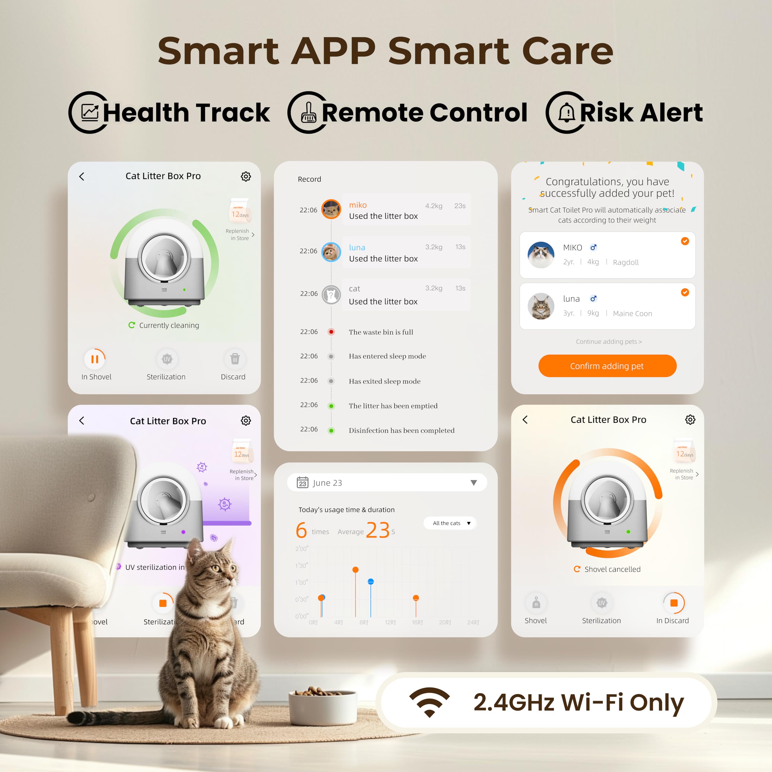 Hholove Self Cleaning Cat Litter Box Ty Pro, 60L Extra Large Open Automatic Litter Box App Control, Anti-Pinch For Multi Cats 3-